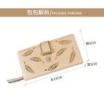 简约甜美长款钱包年轻人三合一零钱夹压花防磁多卡位卡包气质镂空